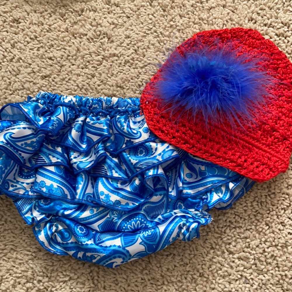NEW Bloomer/Diaper Cover & Hat Set